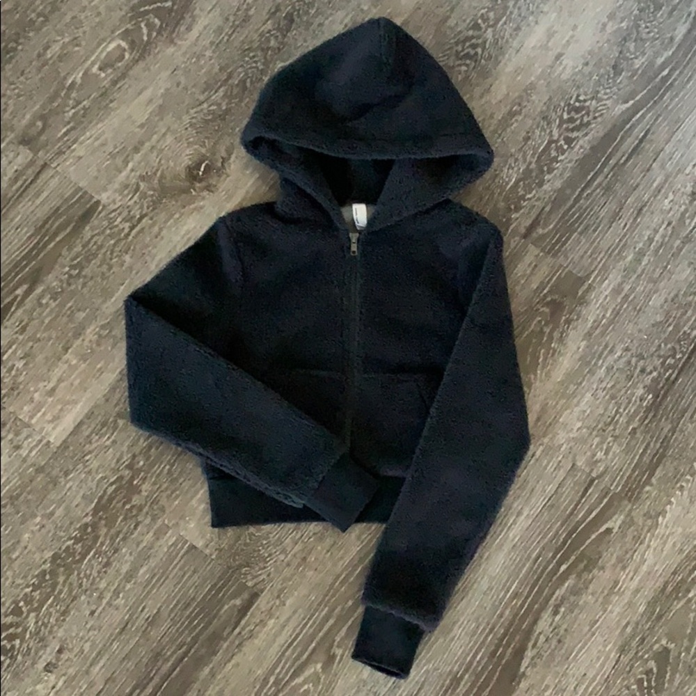 American Apparel Teddy Crop Zip Up Hoodie